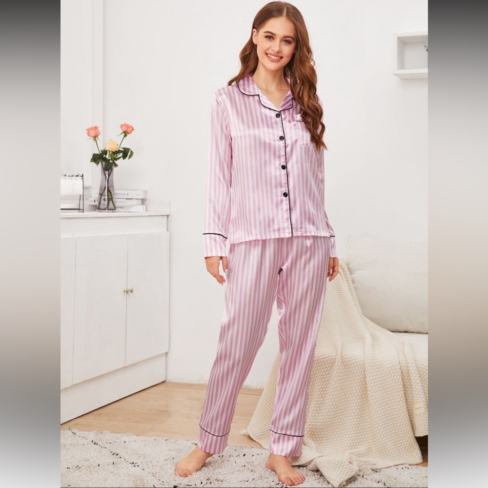 Pink Striped Women's Pajama Set